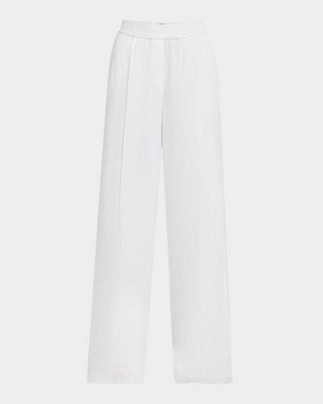 Stripe Sequined Wide Leg Organza Pants